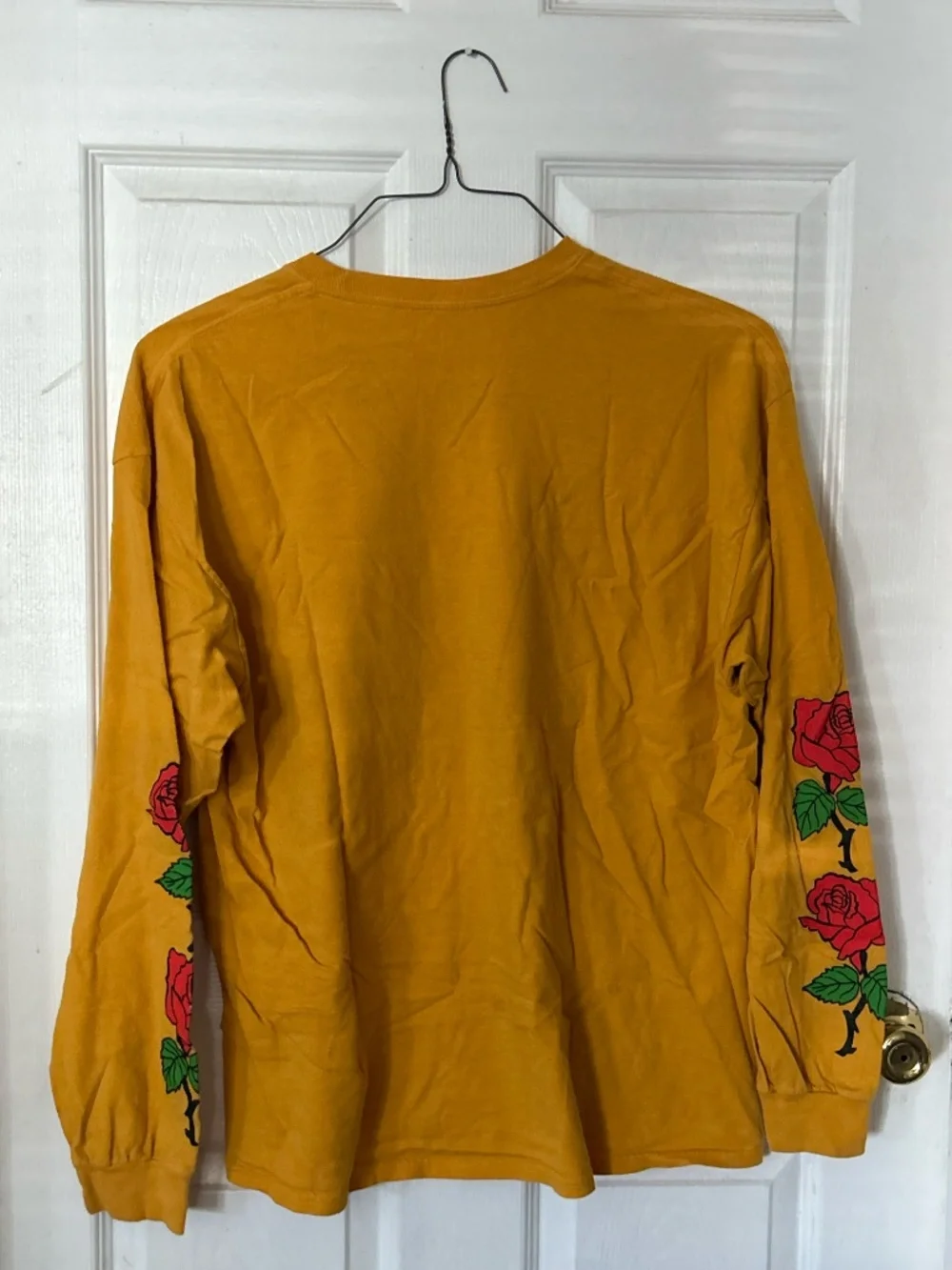 Ripple Junction Mustard Yellow Rose Graphic Long Sleeve Tee Size XL